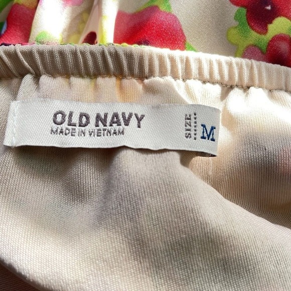 Old Navy Medium Women Floral Print Maxi Dress Sleeveless Tiered Ruffle Hem Beige - Picture 8 of 9